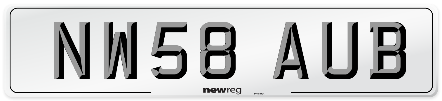 NW58 AUB Number Plate from New Reg